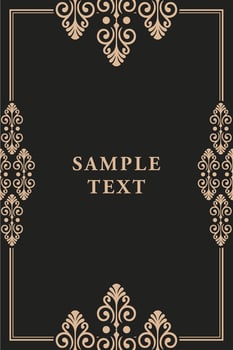 Elegant Black and Gold Background with Gold Border Frame Floral Seamless Pattern vector