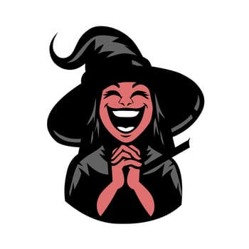 a cartoon witch with a black hat and red lips vector
