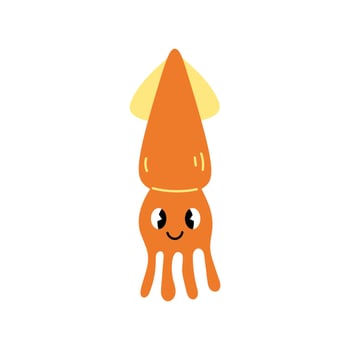 Squid cute cartoon vector illustration