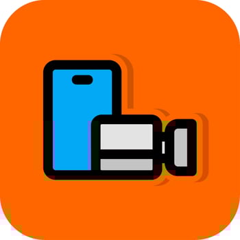 Video call Filled Orange background Icon vector