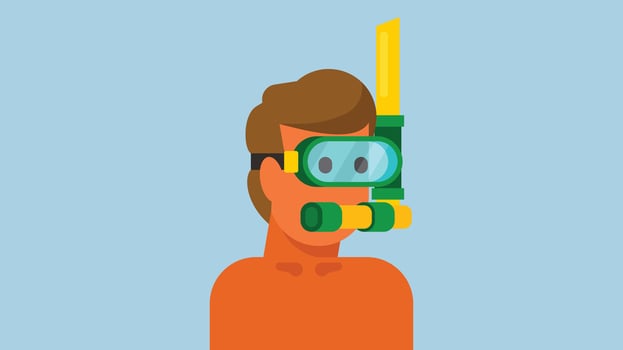 A man is exercising a scuba diving under the sea vector