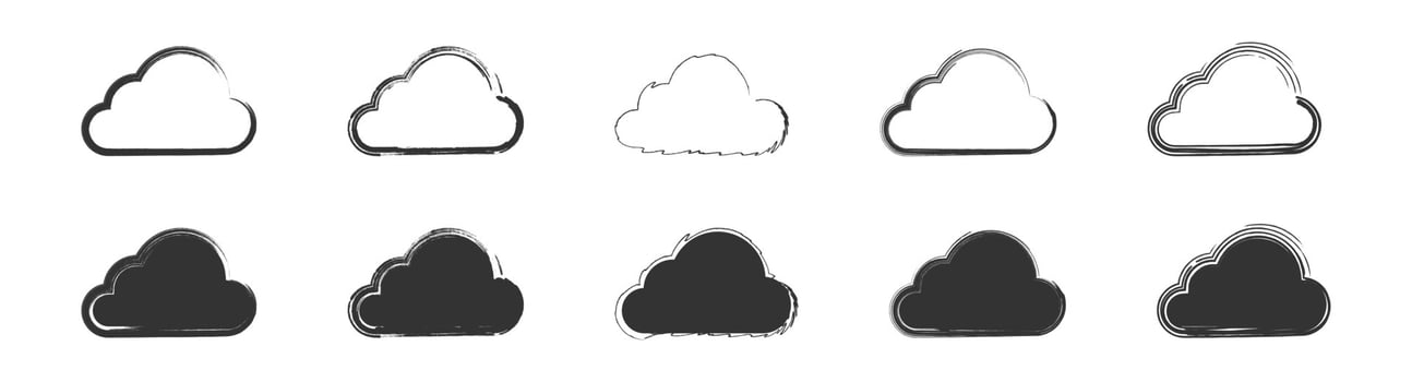 Hand drawn cloud icon set.Vector illustration. vector