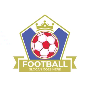 Football logo design with a crown and ball vector