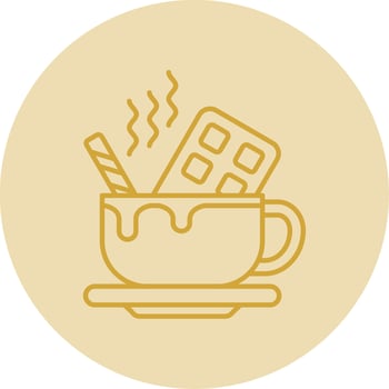 Hot Chocolate Line Yellow Circle Icon vector
