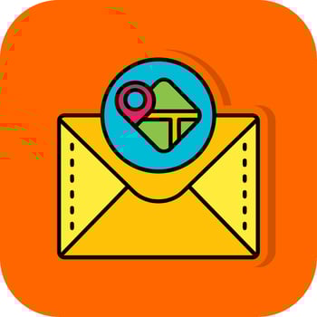 Location pin Filled Orange background Icon vector