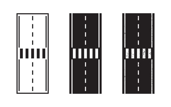 Road with crosswalk icon. Vector illustration.