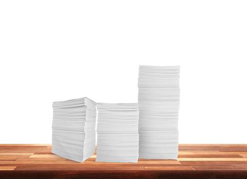 Stack of paper documents on the table Document work in the office Isolated pile PNG transparent