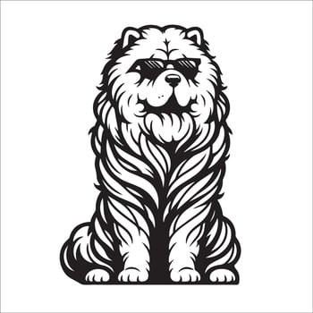 AI generated Chow Chow Dog wearing sunglasses illustration vector