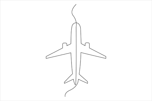 Continuous one line Airplan icon outline vector art illustration