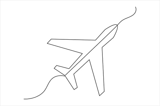 Continuous one line Airplan icon outline vector art illustration