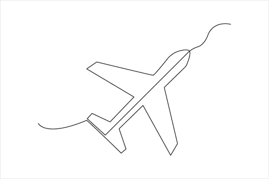 Continuous one line Airplan icon outline vector art illustration
