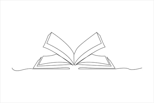 Continuous one line drawing of a book icon. outline vector illustration