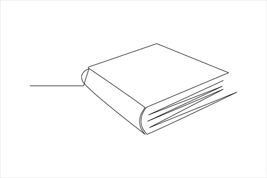 Continuous one line drawing of a book icon. outline vector illustration