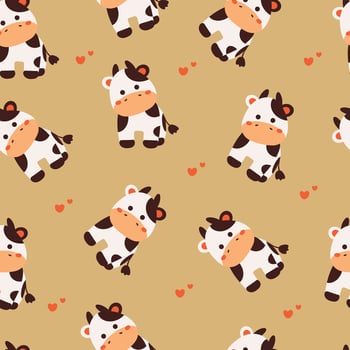 seamless pattern cartoon cow. cute animal wallpaper illustration for gift wrap paper vector