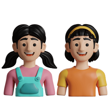 3D Illustration Family two sisters png