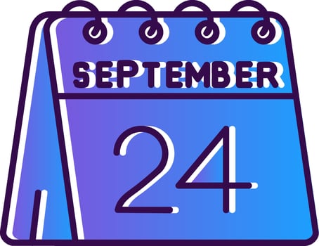 24th of September Gradient Filled Icon vector