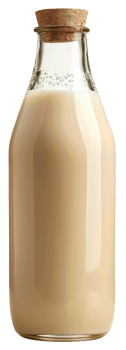 AI generated Glass milk bottle with cork stopper on transparent background - stock png. png