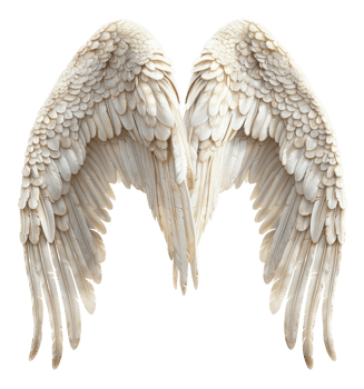 AI generated Pair of creamy white feathered wings on transparent background - stock png. png