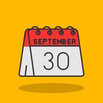 30th of September Filled Shadow Icon vector