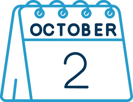 2nd of October Line Blue Two Color Icon vector