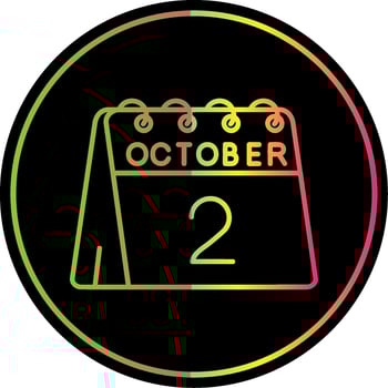 2nd of October Line Gradient Due Color Icon vector