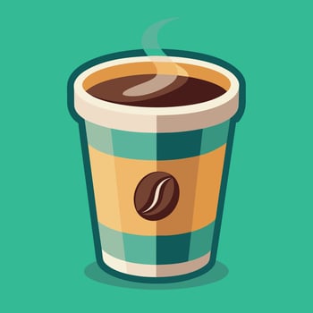 coffee cup cartoon illustration, coffee mug drink icon concept isolated vector