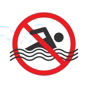 No swimming sign. Forbidden swimming icon. Vector illustration.