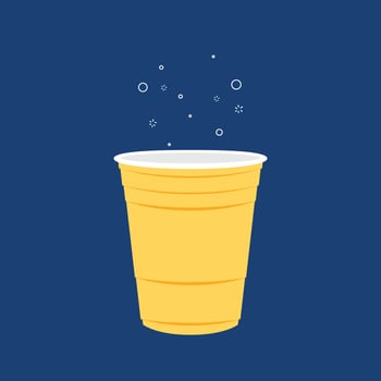 Yellow beer cup. Cup vector.  wallpaper. Vector Illustration of Beer Pong shot with Pingpong ball.