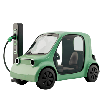 AI generated cute 3d render EV Electric Vehicle car isolated die cut png
