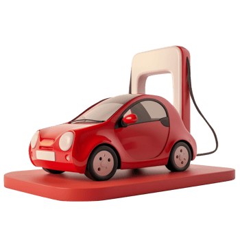 AI generated cute 3d render EV Electric Vehicle car isolated die cut png