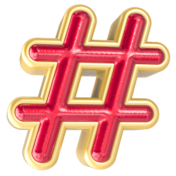 Number sign 3d Render png