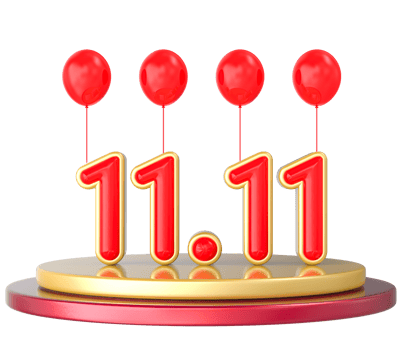 Realistic text illustration for singles day sales png