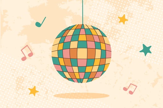 Disco ball retro style illustration. Disco party concept. Vector illustration in flat style.