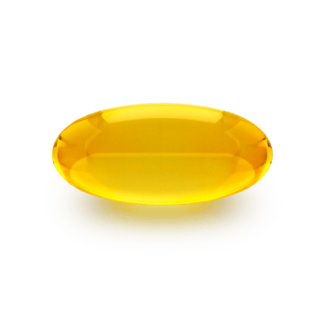 Golden oil capsule of vitamin A, E, Omega 3 or collagen. of medical pill with fish fat or organic cosmetic oil, transparent background png