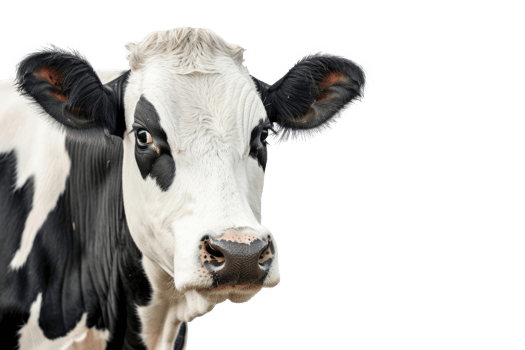 AI generated Head of cow with black spots isolated png