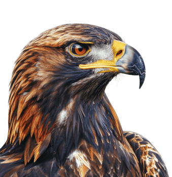 AI generated Majestic golden eagle head close-up on transparent background - stock png. png