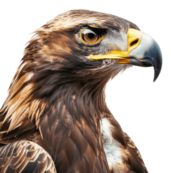 AI generated Majestic golden eagle head close-up on transparent background - stock png. png