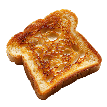 AI generated Roasted slice of toast bread PNG. Toast top view PNG. Slightly burnt toast bread flat lay isolated png