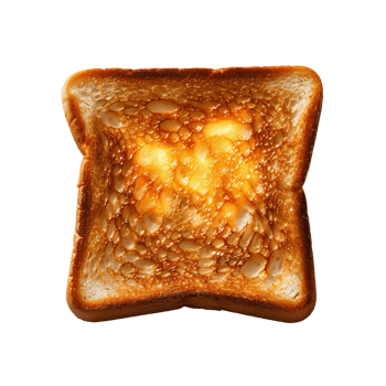 AI generated Roasted slice of toast bread PNG. Toast top view PNG. Slightly burnt toast bread flat lay isolated png