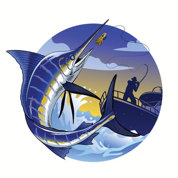 Big Marlin Fishing T-Shirt Design vector