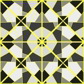 Seamless vector pattern with stained glass gray-white achromatic glasses and yellow veins