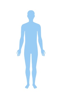 Standing human body silhouette front view. Flat illustration isolated on white. vector