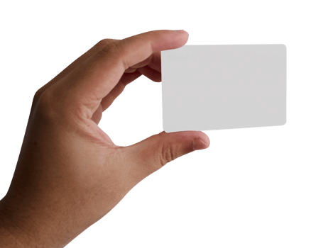 Hand holding a blank card on transparent background png