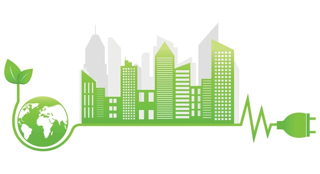 Ecology concept,the world is in the energy saving light bulb green,vector illustration. green eco city vector