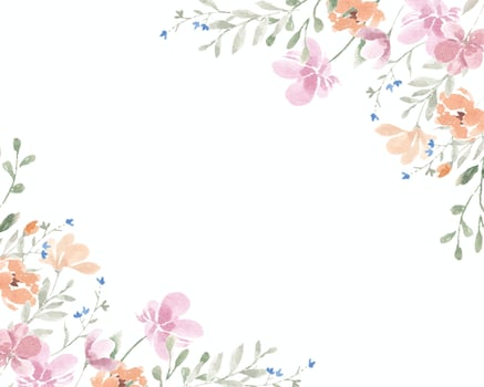 Pink and Yellow Wild Watercolor Flower Border vector
