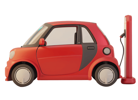 AI generated cute 3d render blender EV Electric Vehicle car isolated die cut png