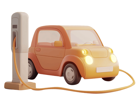 AI generated cute 3d render blender EV Electric Vehicle car isolated die cut png