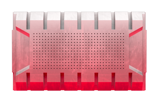 Textured perforated red metallic sci fi panel png