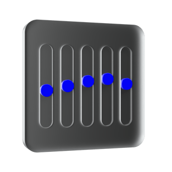 Black interface with blue slider buttons control graphic 3d png