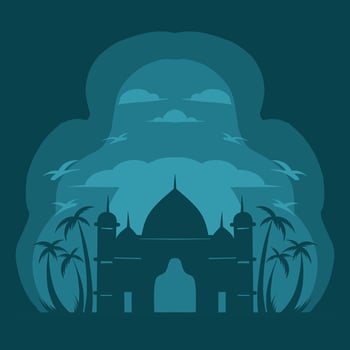 mosque silhouette set vector Ramadhan kareem